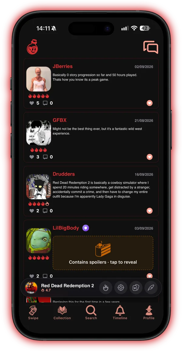 Community reviews of Red Dead Redemption 2, with ratings, likes and a spoiler hidden until tapped
